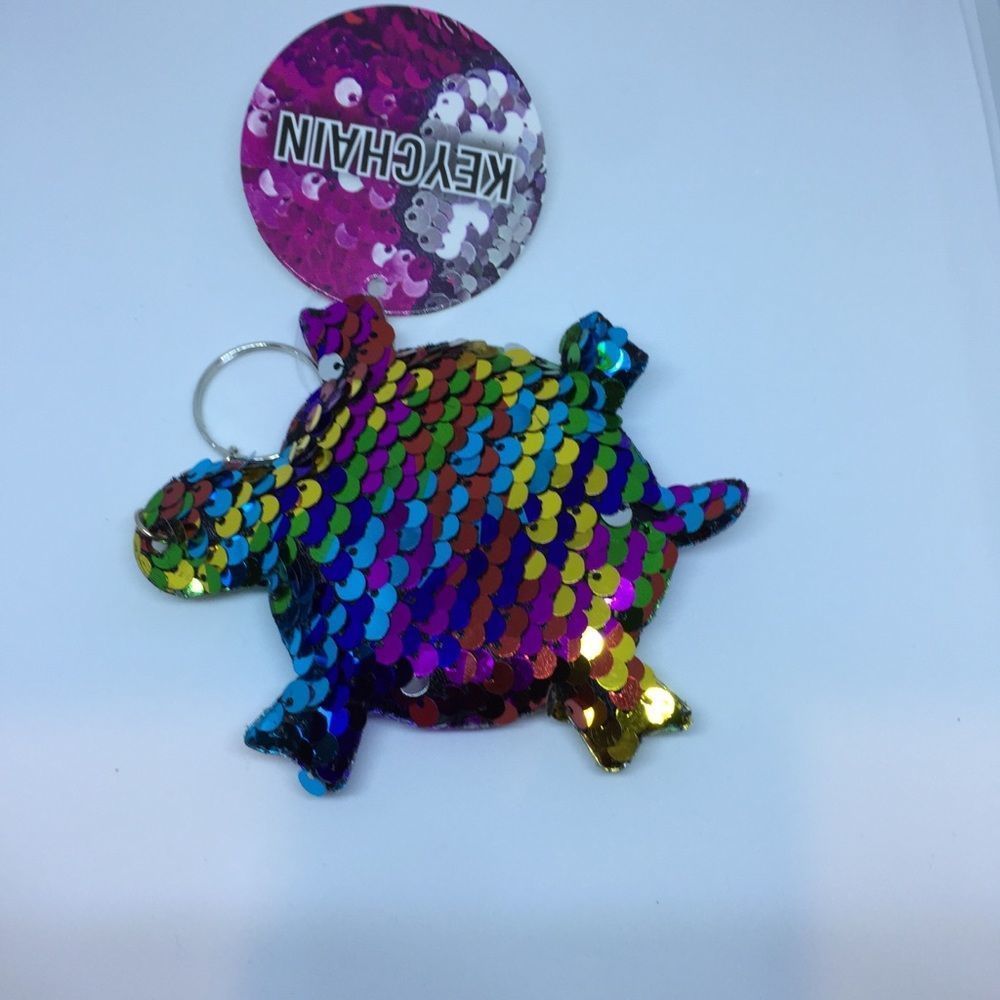 Multi Color Turtle Sequin Keychain - Picture 1 of 3